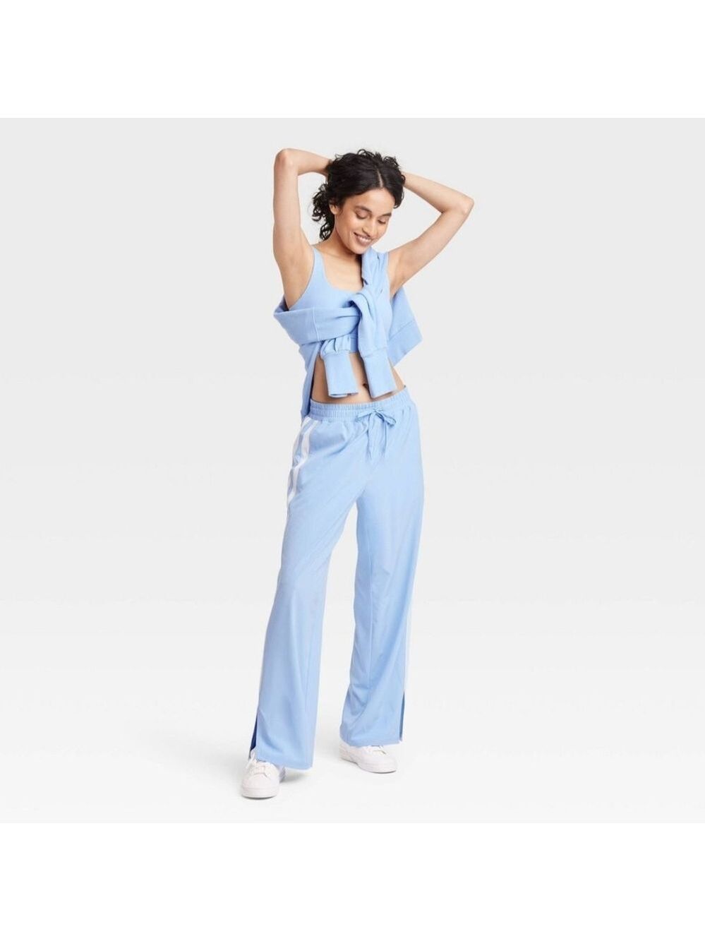 Joylab Piped Mid Rise Extra Long Lenght Split Hem Track Pants - Picture 3 of 4